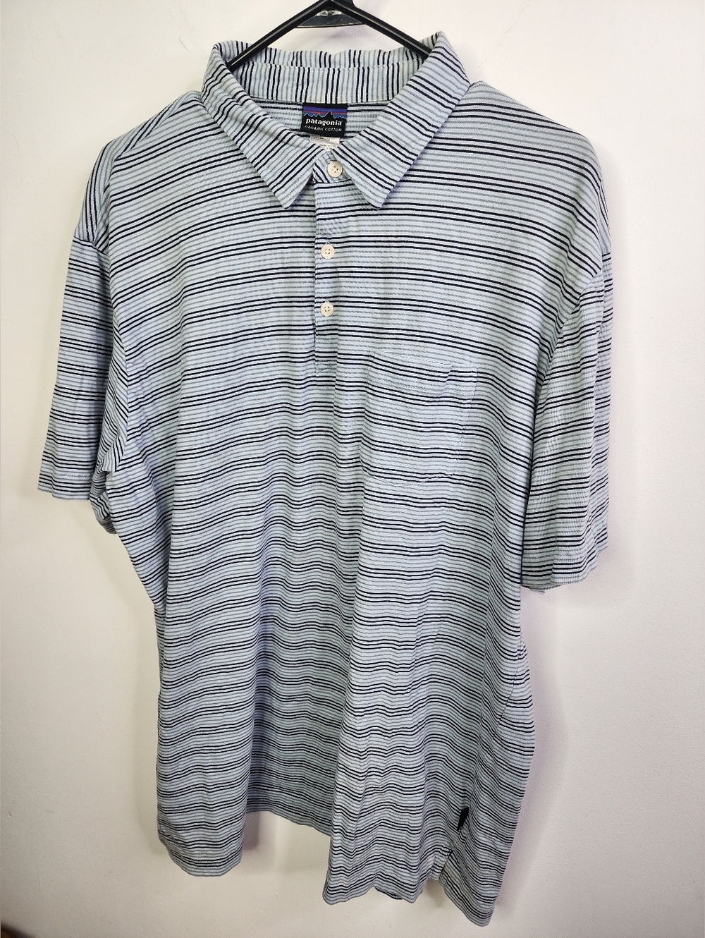 Patagonia Polo Shirt Mens XXL Blue Organic Cotton Outdoor Hiking Gorpcore